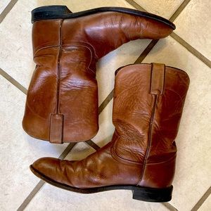 Vintage Justin brand Boots Style 3714 - Brown Leather Cowboy Western - Men’s 10